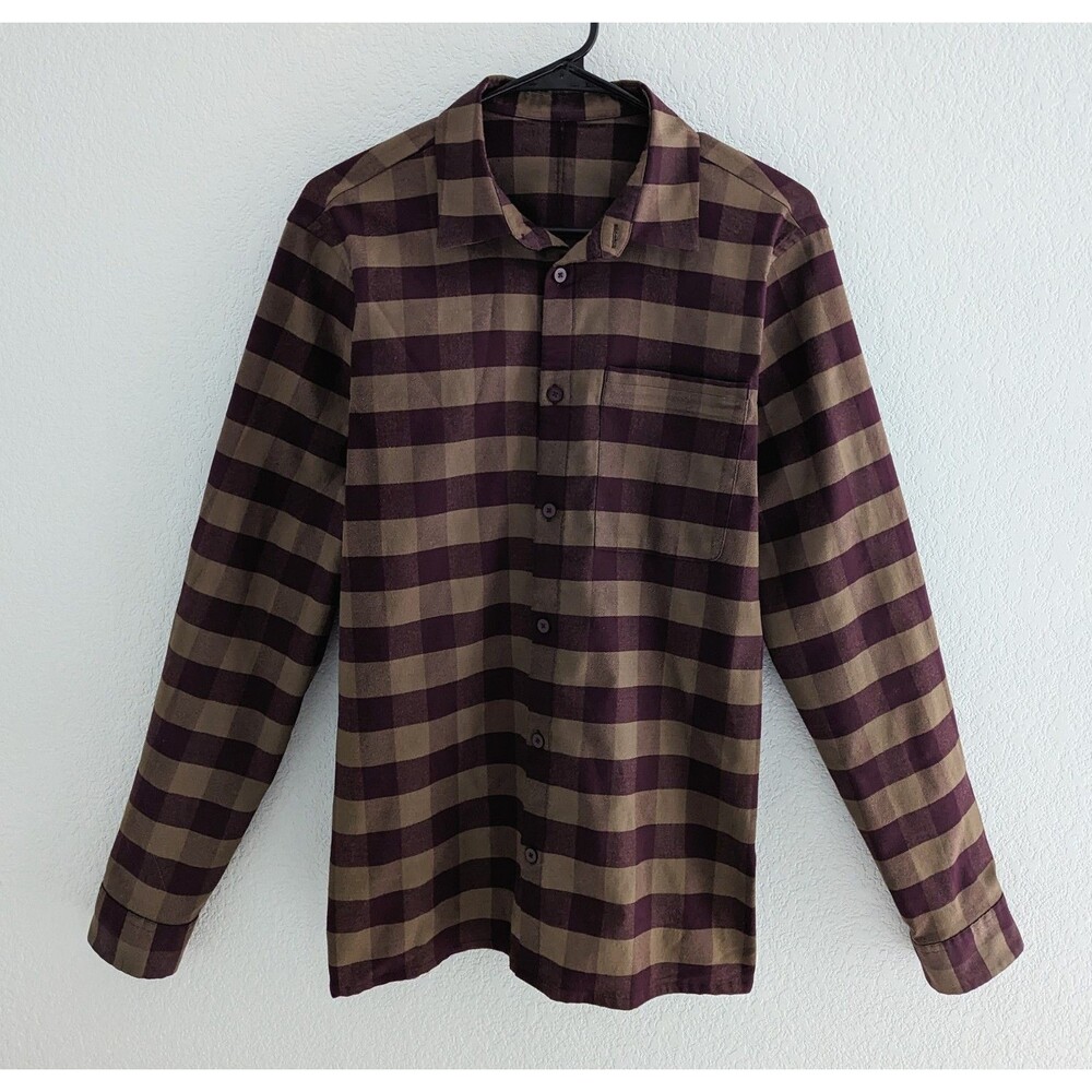 Lululemon Masons Peak Flannel Men's Size Medium Plaid Dark Adobe Frontier Shirt